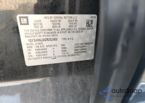 2016 Cadillac Escalade Esv Luxury from USA, damaged, VIN 1GYS4HKJXGR352469